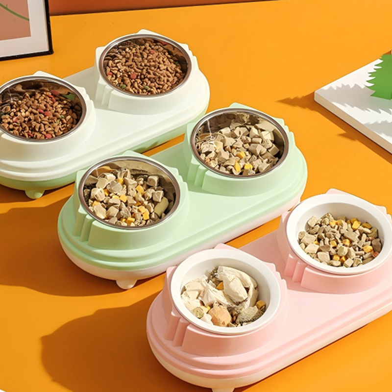 Cuenco de alimentación doble de doble color con material PP respetuoso con el medio ambiente