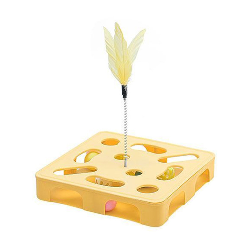 Disco de diversión de excavación cuadrada de colores vibrantes, palo de burlas para gatos