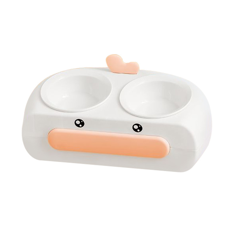 Tazón para mascotas con dos comederos Big Billed Duck Inclinación para proteger la columna vertebral