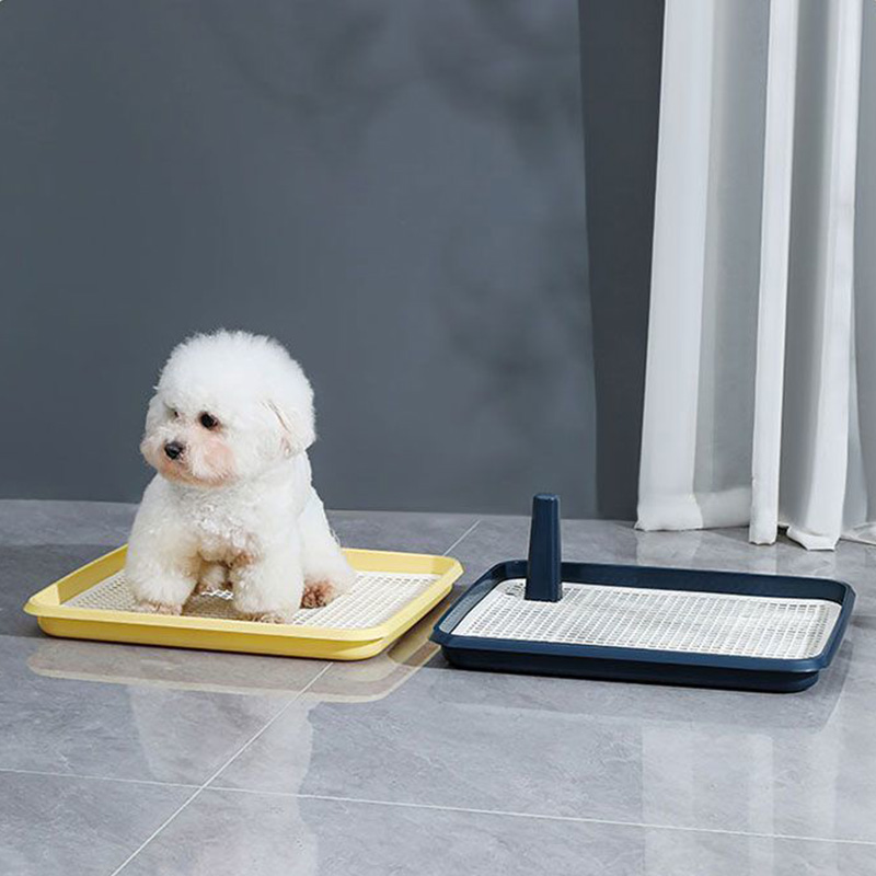 Inodoro para perros con cerca baja y pilar para evitar salpicaduras de arena en el exterior