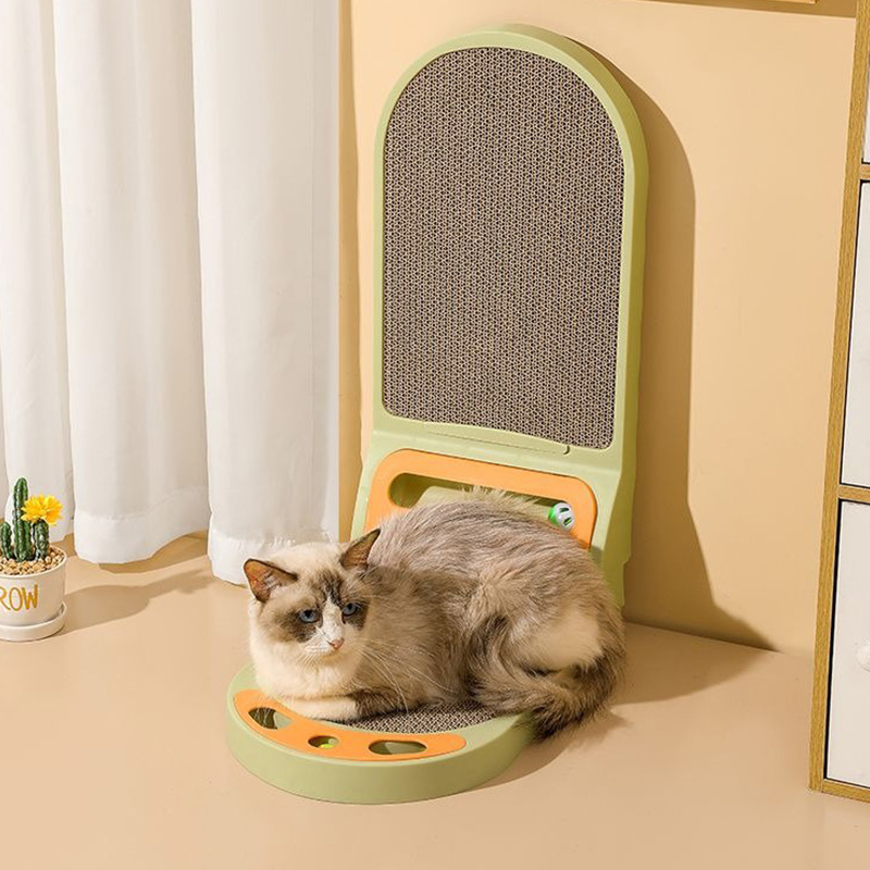 Tablero rascador para gatos semielíptico montado en la pared en forma de L