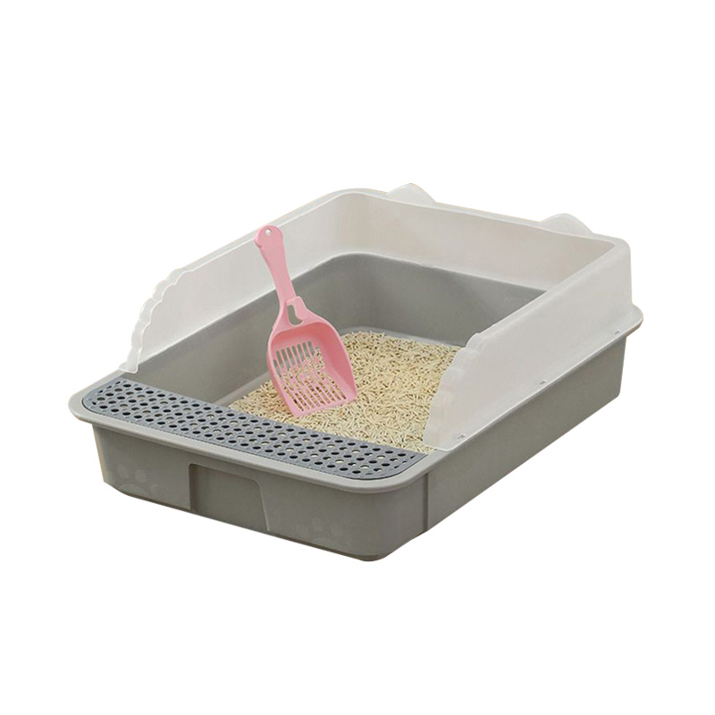 Caja de arena para gatos antisalpicaduras con trompeta y arena para gatos